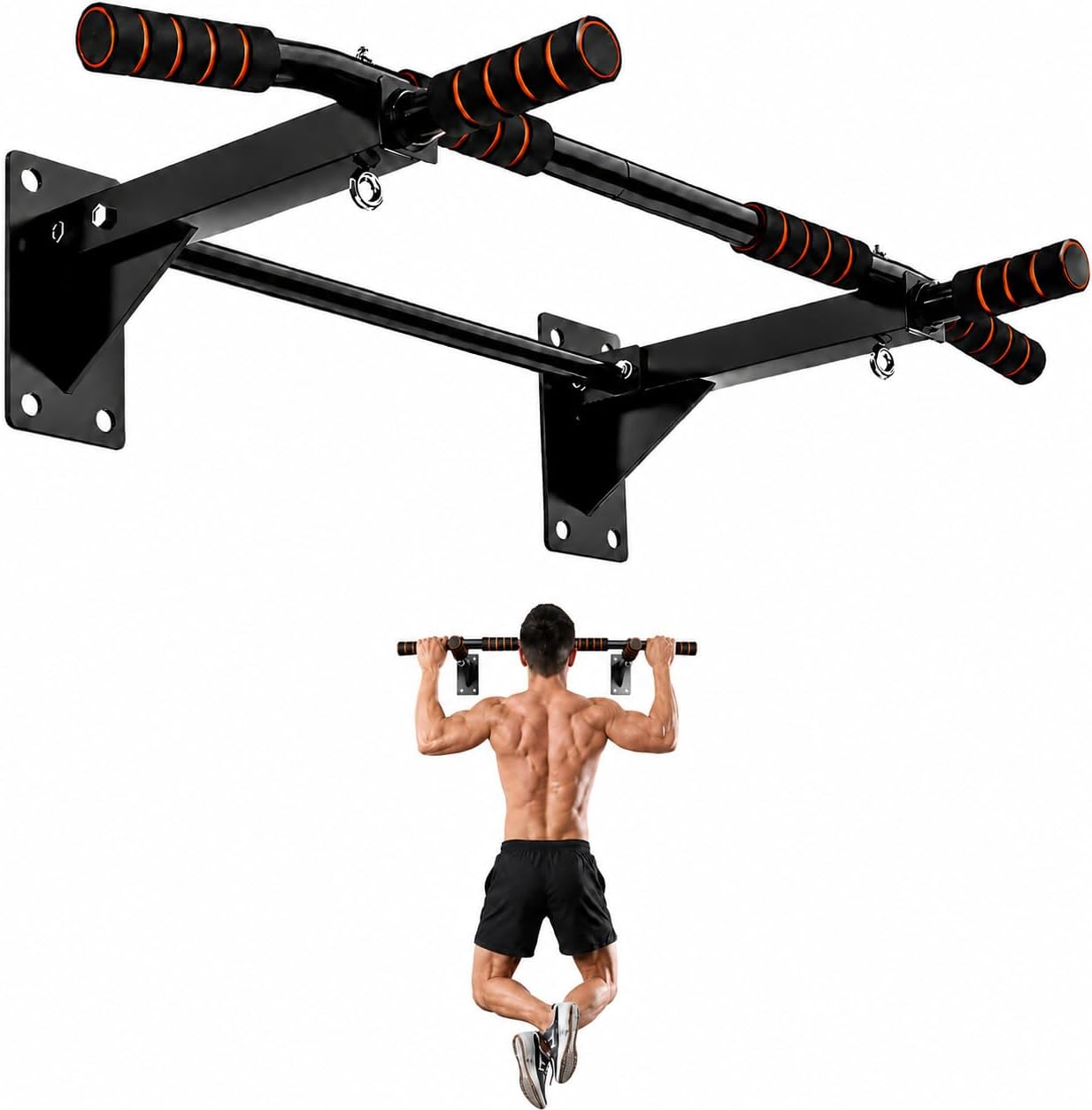 Pull Up Bar - บาร์โหนสำหรับใช้ในบ้าน ติดผนังได้ แข็งแรงทนทาน รองรับน้ำหนักได้สูงสุด 500 ปอนด์
