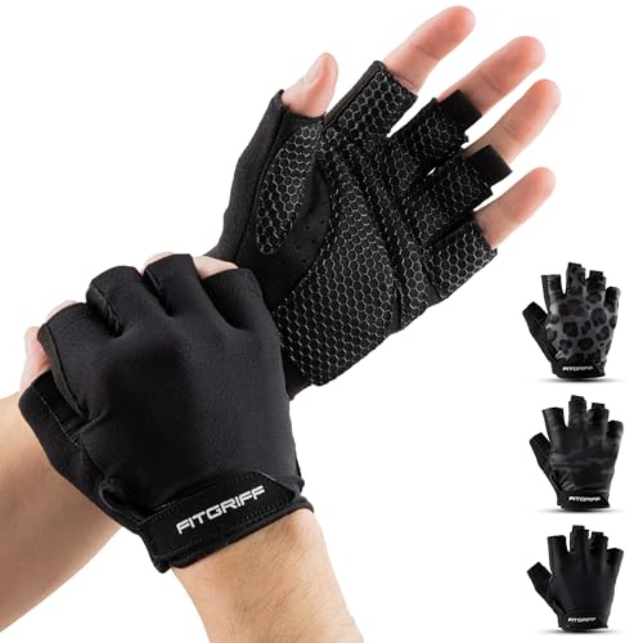 Weightlifting Gloves - ® ถุงมือออกกำลังกายแบบมีแผ่นรองสำหรับผู้ชายและผู้หญิง - ถุงมือออกกำลังกายแบบไร้นิ้วสำหรับยกน้ำหนัก ฝึกซ้อม -