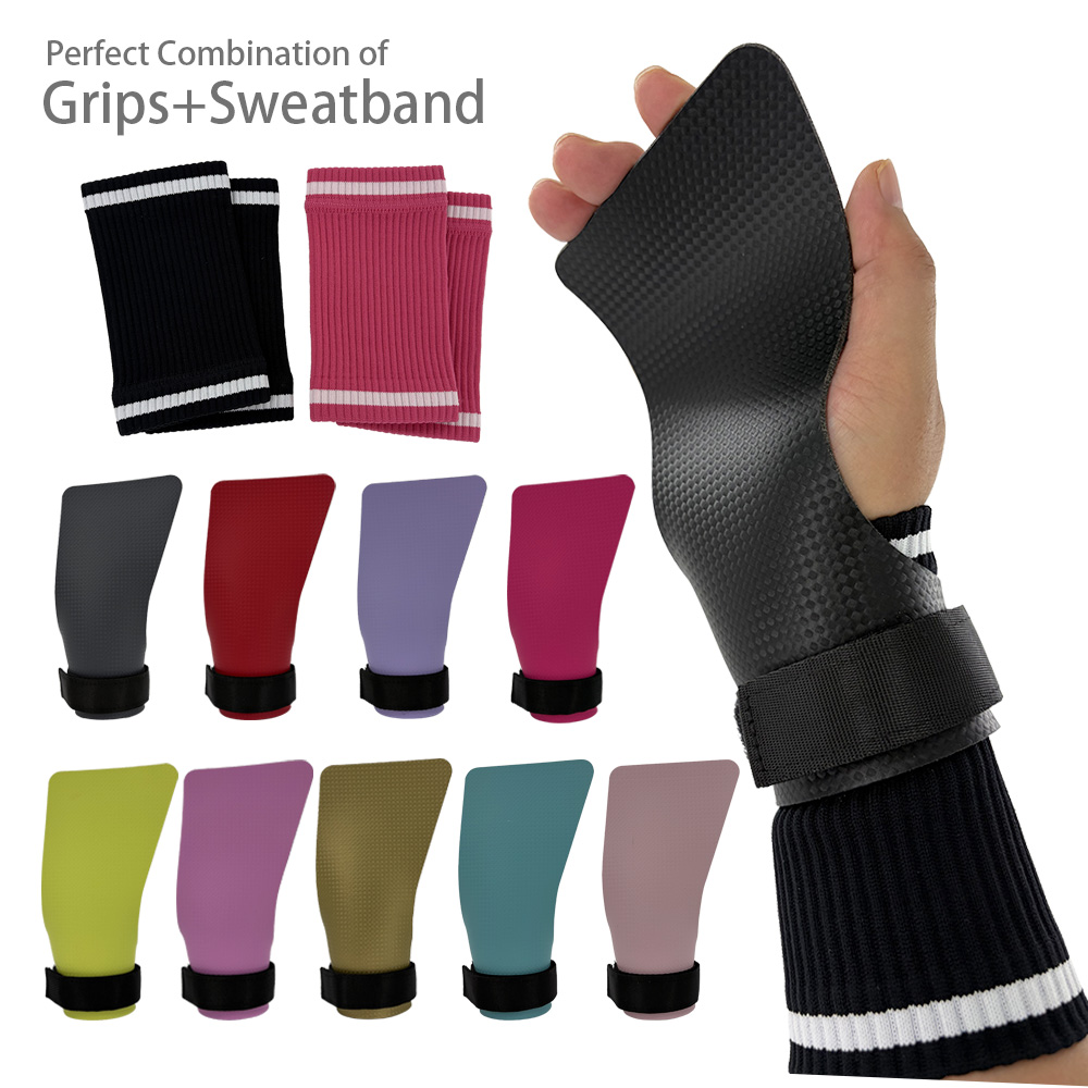 Wrist Wraps - ชุดอุปกรณ์คาร์บอนกริปและสายรัดข้อมือกันเหงื่อที่ลงตัวอย่างสมบูรณ์แบบสำหรับครอสฟิต ดึงข้อ ครอสเทรนนิ่ง ยิมนาสติก และการออกกำลังกาย