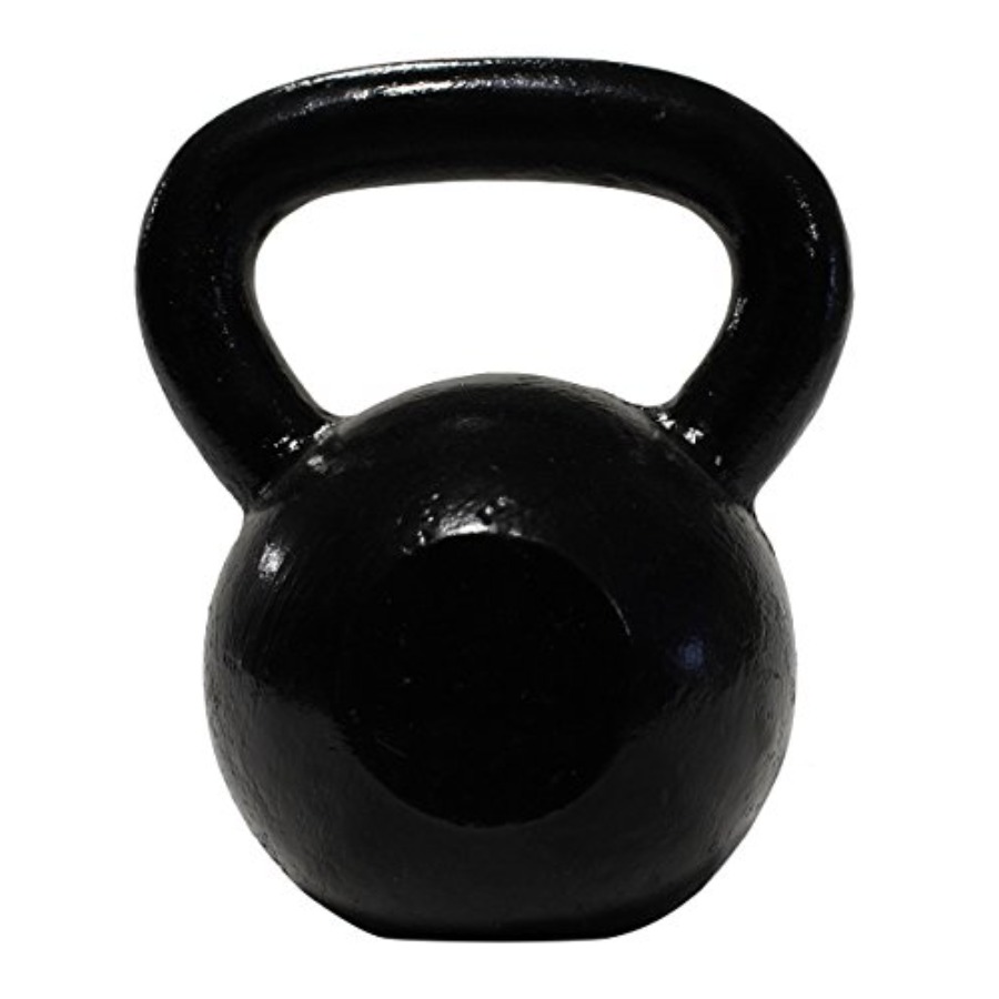 Kettlebell - การฝึกฟังก์ชันแนลเทรนนิ่งและการเคลื่อนไหวแบบครอสฟิต: ดัมเบลเหล็กหล่อแบบไม่เคลือบ 50-100 ปอนด์ สีดำ ทนทาน