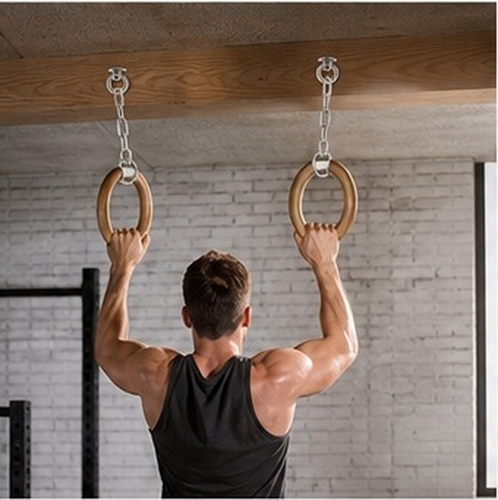 Gymnastic Ring - 2 ชิ้น ชุดตะขอแขวนเพดานสแตนเลส M8 แข็งแรงทนทาน แผ่นรองตาไก่
