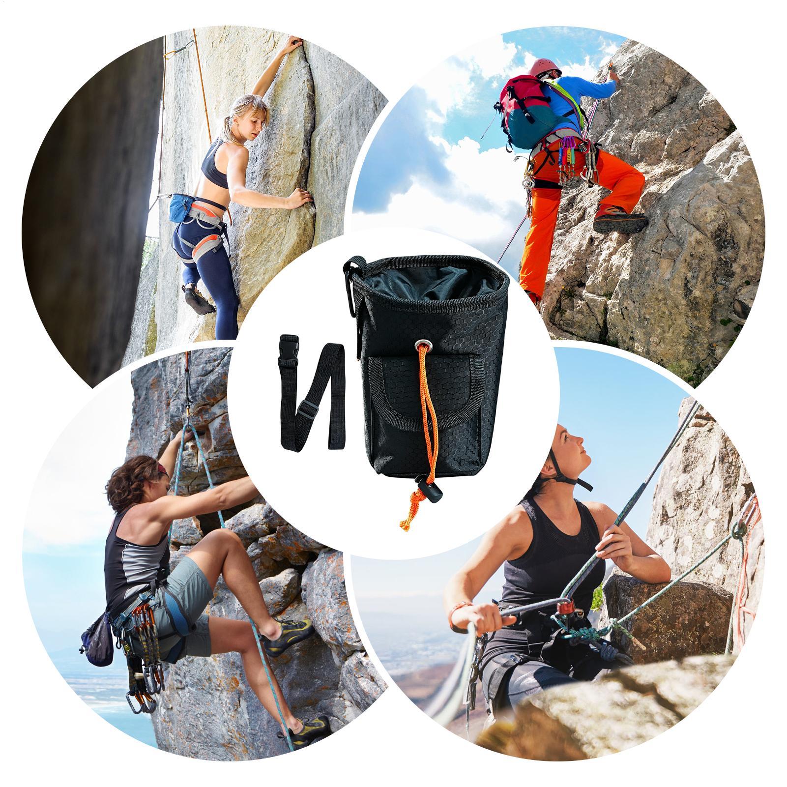 Chalk Bag - กระเป๋าใส่ชอล์กสำหรับดิสก์กอล์ฟ กระเป๋าจัดระเบียบแบบมีเชือกรูดและสายคาดเอวปรับได้ กระเป๋าใส่ชอล์กสำหรับปีนเขา บูลเดอร์ริ่ง ยิม ยกน้ำหนัก