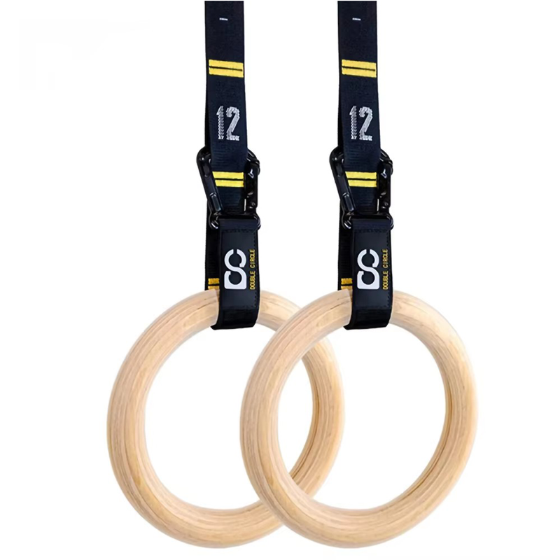 Gymnastic Ring - ห่วงยิมนาสติกไม้ขนาด 32 มม. พร้อมสายรัดปรับระดับได้รวดเร็วแบบมีหมายเลข เพื่อการควบคุมการออกกำลังกายที่ดียิ่งขึ้น การฝึกความแข็งแรง