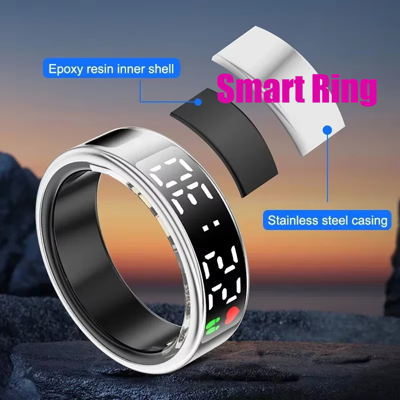 Gymnastic Ring - แหวนสมาร์ทฟิตเนส หน้าจอ LED แสดงผล วัดอัตราการเต้นของหัวใจ วัดออกซิเจนในเลือด