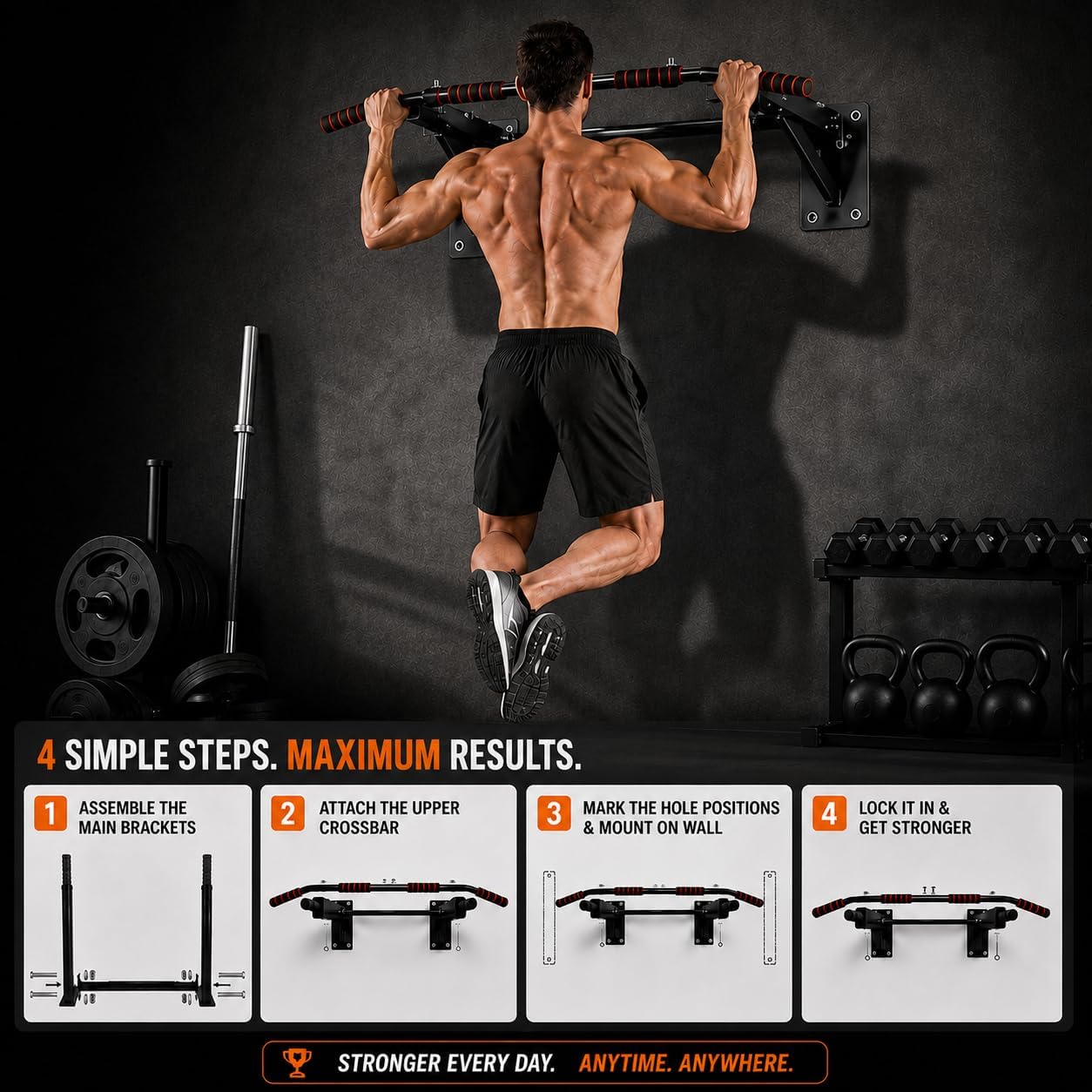 บาร์โหนสำหรับใช้ในบ้าน ติดผนัง - Pull Up Bar บทวิจารณ์และราคา